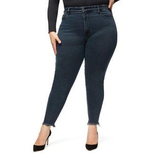 GOOD AMERICAN Good Curve Crop Skinny Raw Hem Jeans